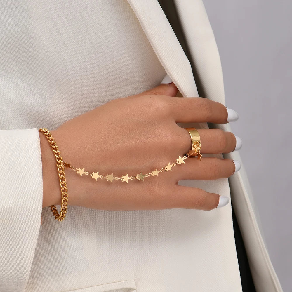 Dainty Hand Chain Bracelet Ring
