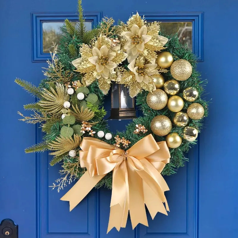 Christmas Wreath With Lantern Front Door