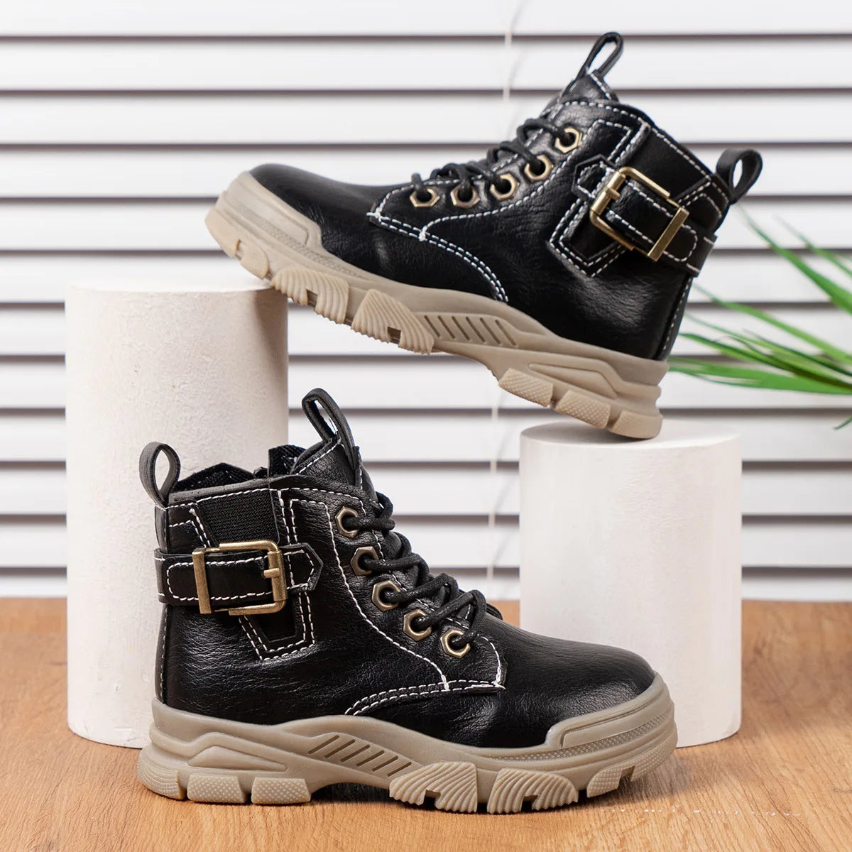 Boys  Belt Buckle Short  Casual Booties