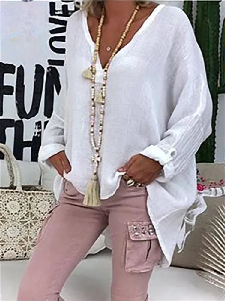 Pure Casual Style Slim Fit Linen Fabric Women shirt