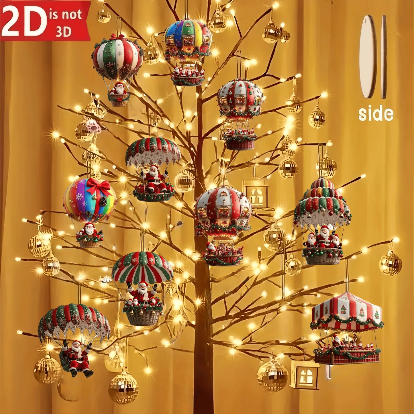 10Pcs Christmas Wooden Hot Air Balloon