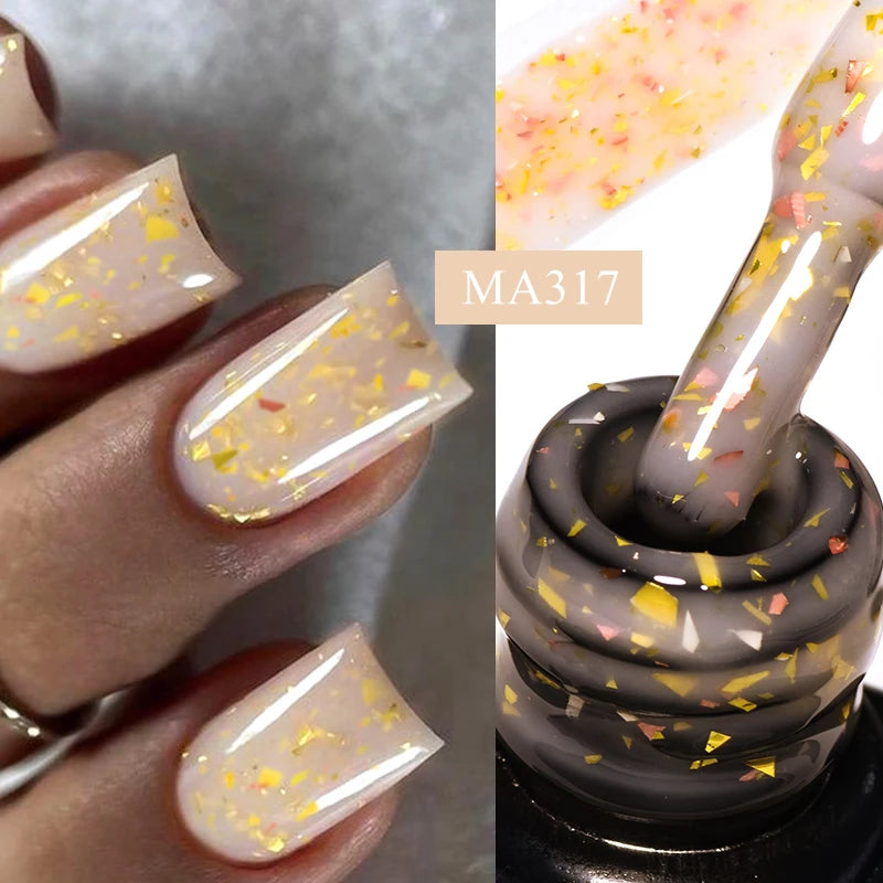 Gold Foil Glitter Rubber Base Nail Gel Polish