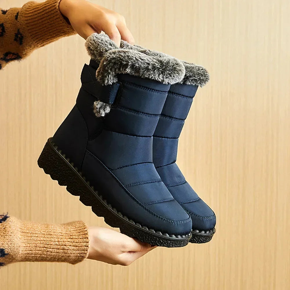 Waterproof  Faux Fur Warm Cotton Couples Ankle Boots