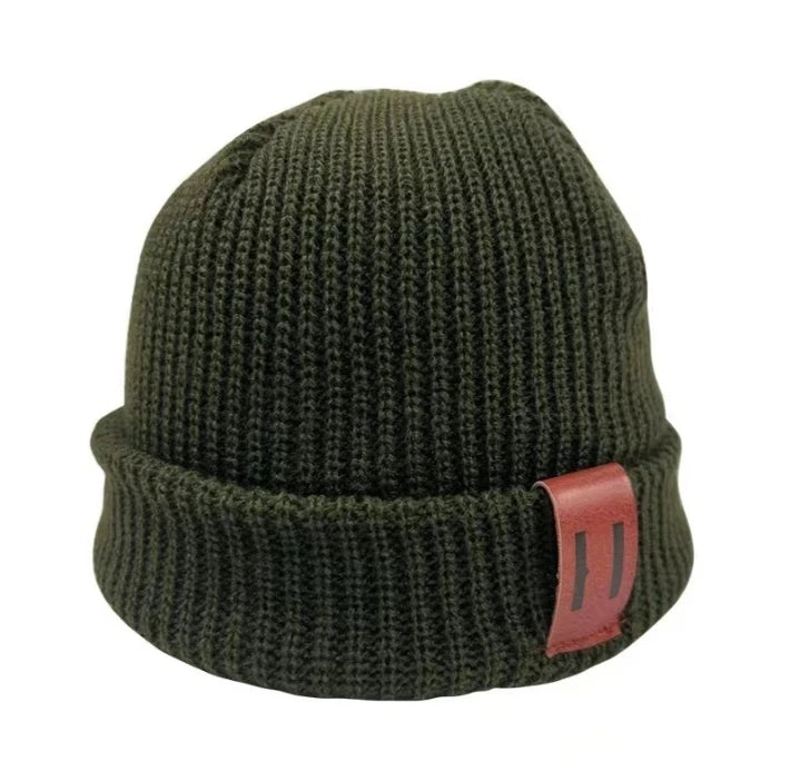 Baby Knit Hat Warm Beanie with Leather Label