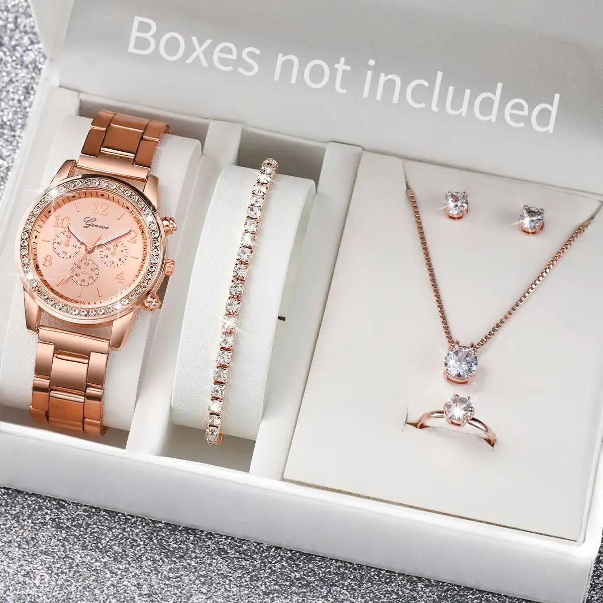 Fashion Rhinestone Women Watch+Jewelry
