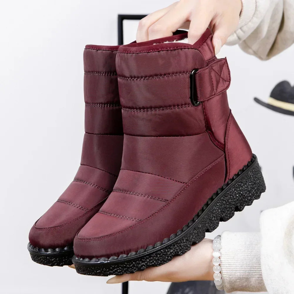 Waterproof  Faux Fur Warm Cotton Couples Ankle Boots
