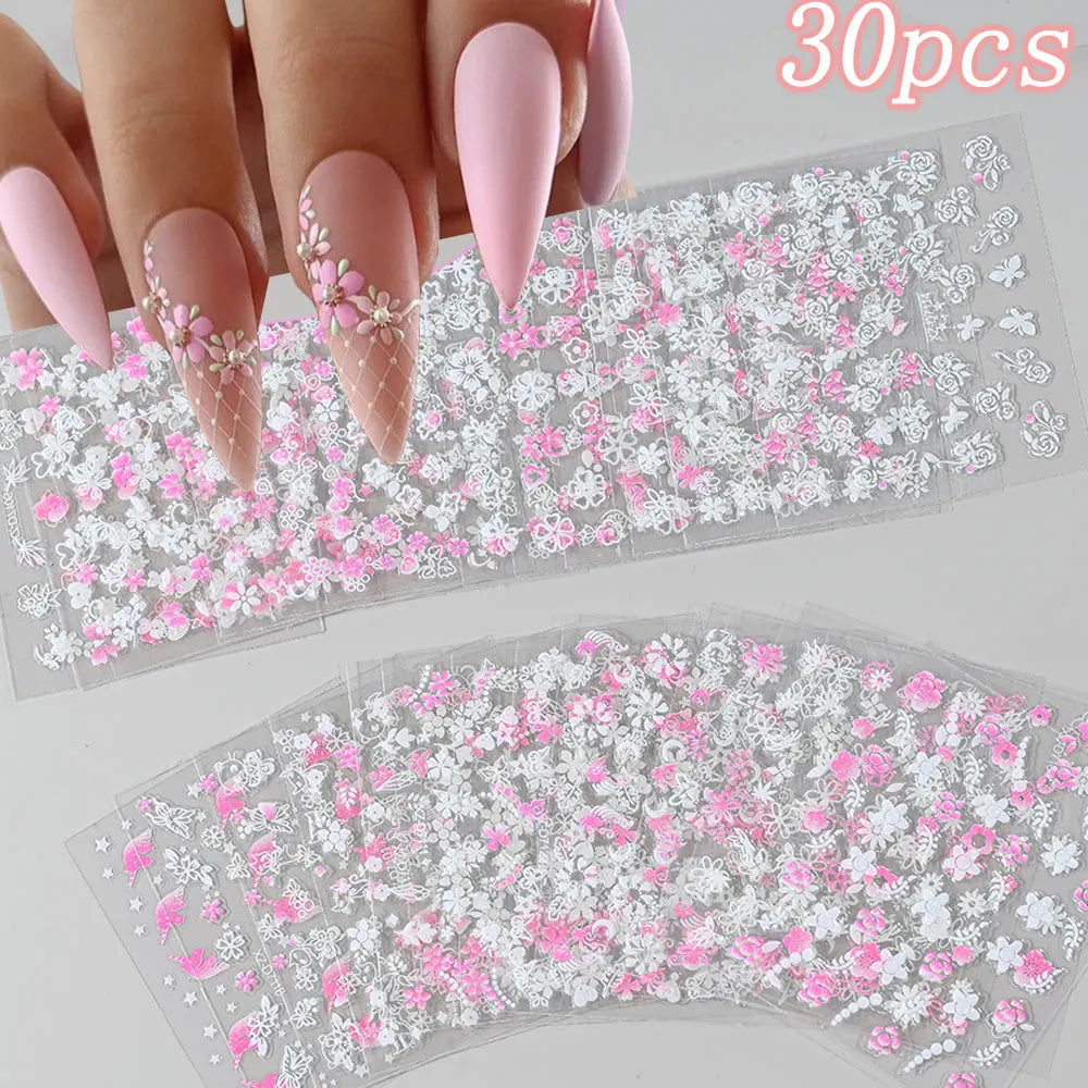 3 D Flowers Cherry Blossoms Rose Daisy Nail