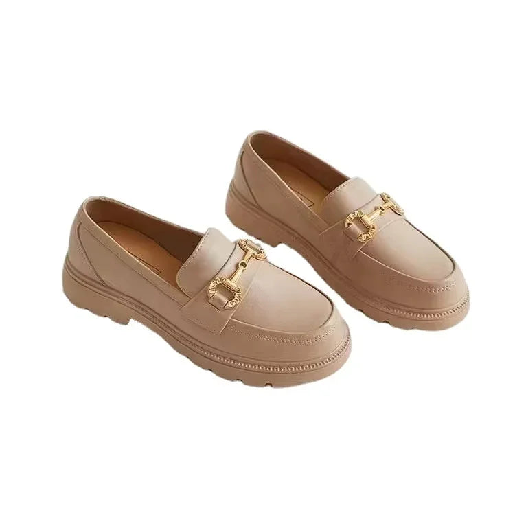 Vintage Round Toe PVC Thick Bottom Loafers