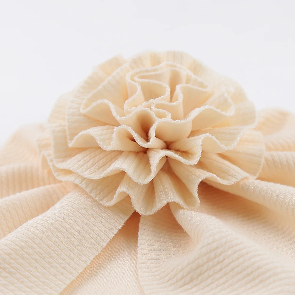 Flower Ribbed Turban Baby Hats