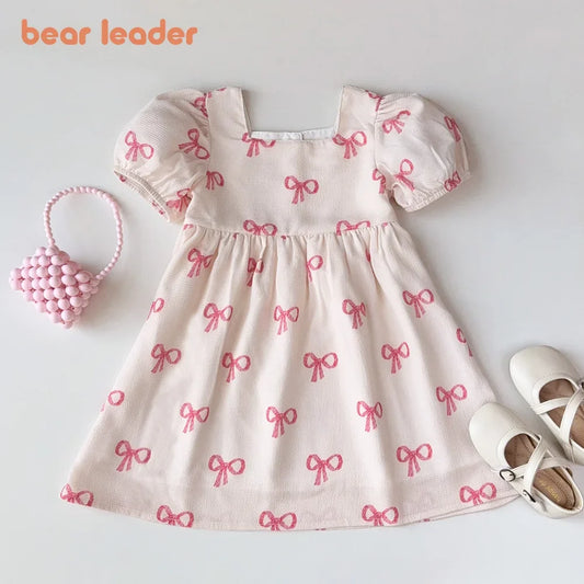 Bear Leader New Bow Print Casual Dresses