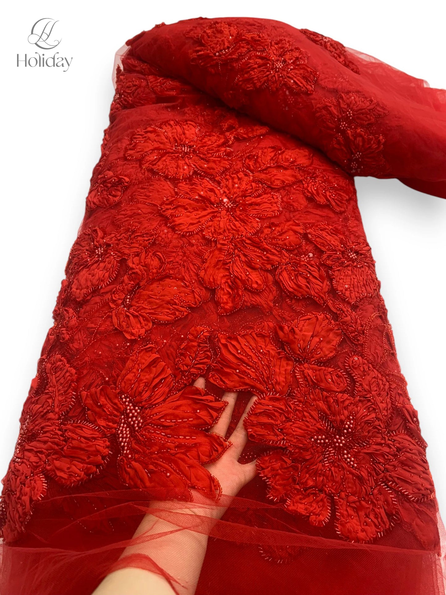 African Chiffon Tulle Lace Fabric French Luxury Sequins Beads Mesh Lace Fabric Nigerian For Woman Evening Clothes Dresses