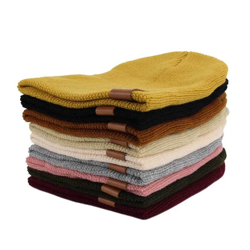 Baby Knit Beanie Cap with Leather Label