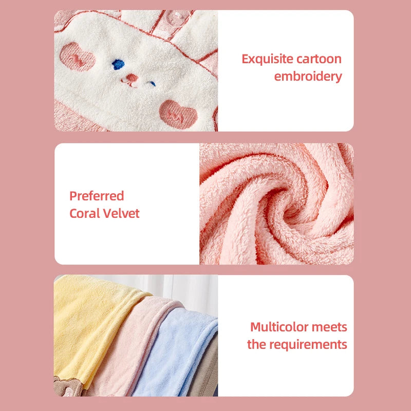 1 coral fleece dry hair cap, simple solid color dry towel, anti frizz and damp hair, back to school bathroom supplies