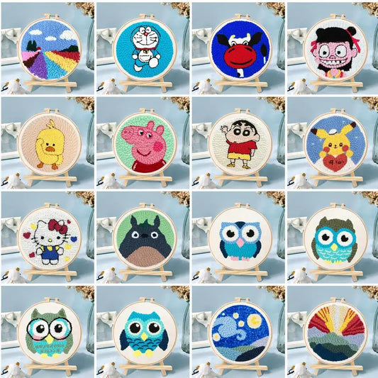 GATYZTORY DIY Animals Embroidery Kit Stitching Punch Needle Craft Pattern Printed Needlework Cross Stitch children Art