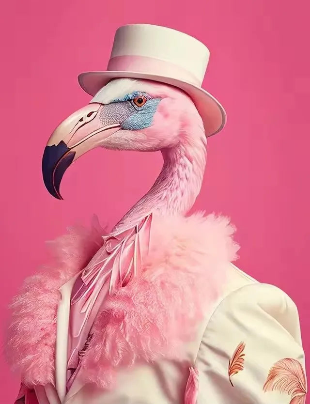 Charming Cheetah Drink Coffee Canvas Art Print,Frameless Poster, Perfect for Animal Lovers, Wall Decor for Home, Office, Cafe