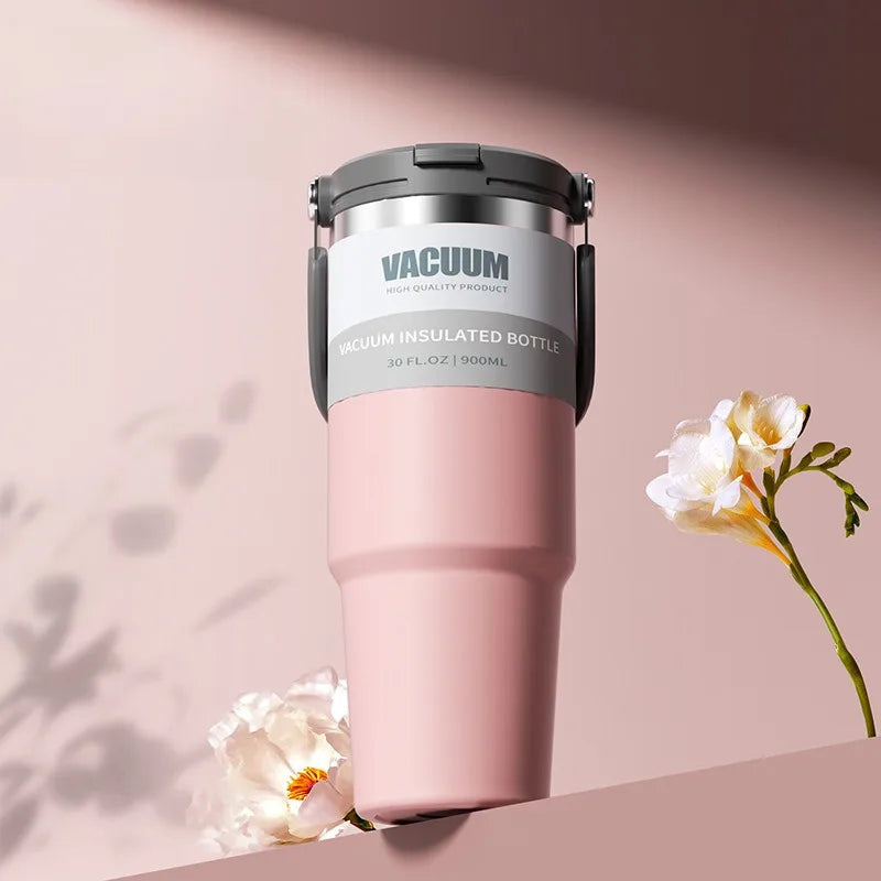 Car Thermal Mug Extra Large Capacity 900/1200ml Stainless Steel VacuumThermal Mug Handheld Portable Outdoor&Sport Water Cup