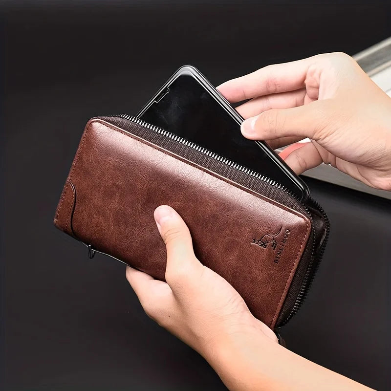 Men's Long Zipper High Quality Pu Leather Wallet