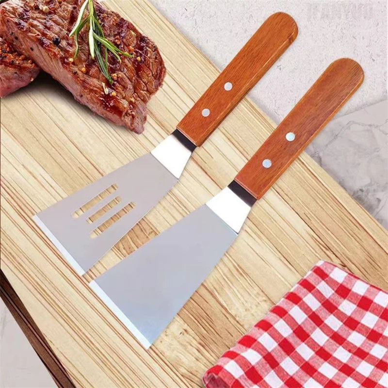 Stainless Steel Spatula and Grill Scraper Non Stick Durable Barbecue Cooking Tools Pizza Shovel Pancake Beef BBQ Utensils