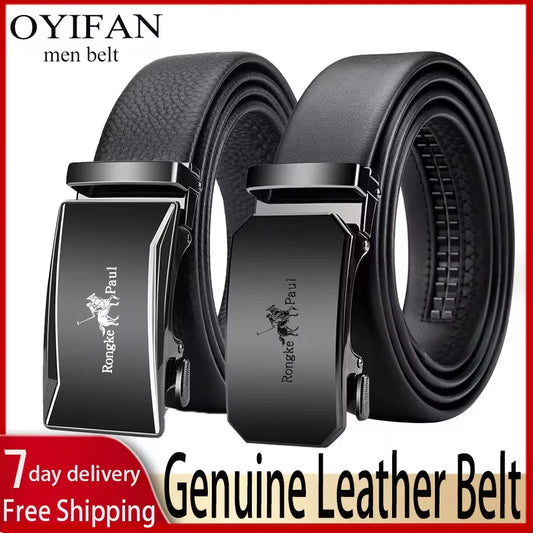 Men Genuine Leather Automatic Adjustable waistband belts