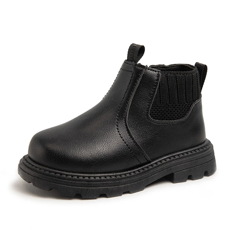 Leather Side Zipper Retro Children's Fashion Boots