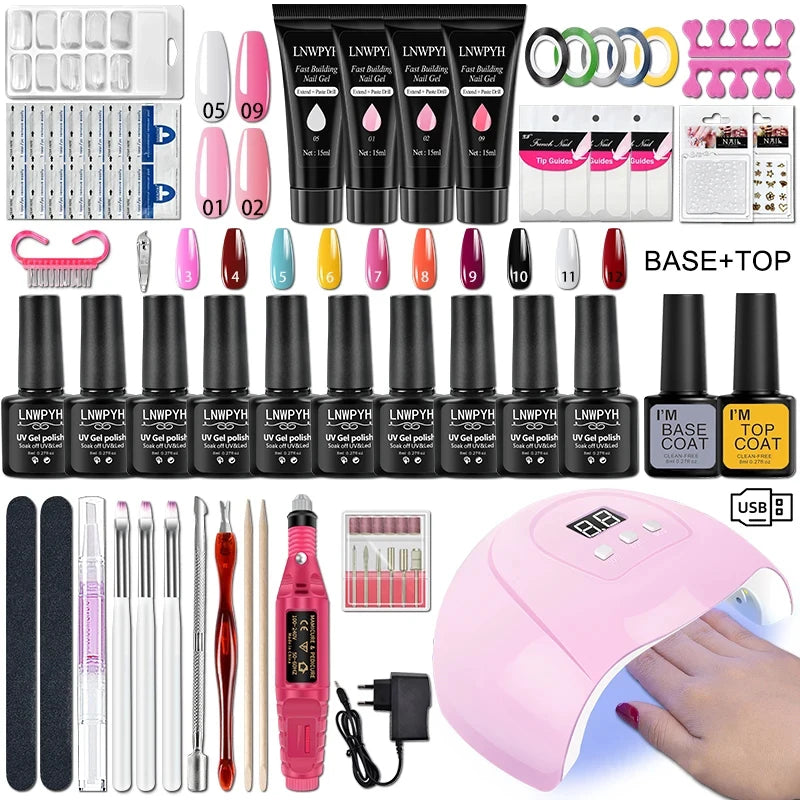 Gel Nail Polish Kit With UV Nail Lamp+Tools