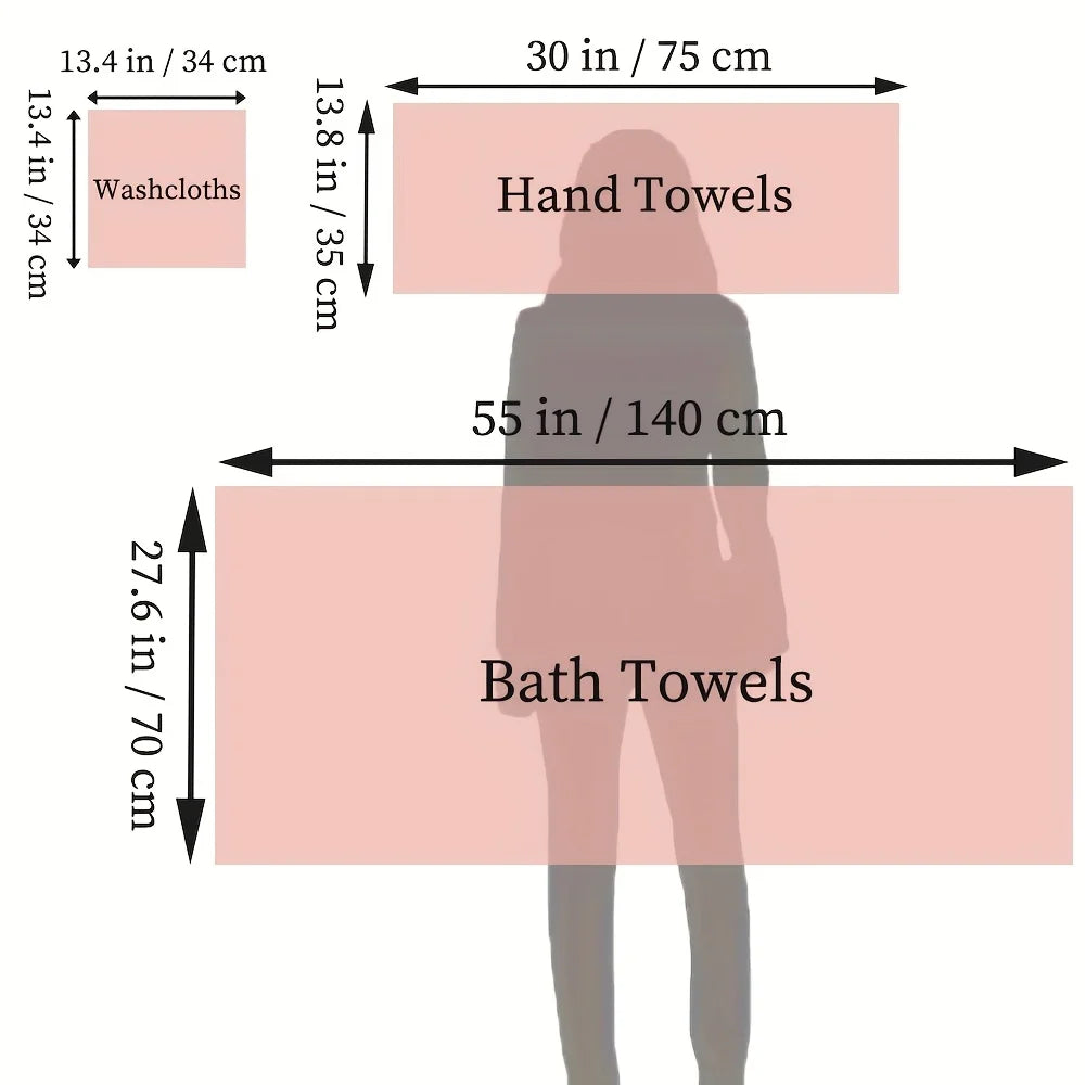 6pcs Bath Towels Set Cotton 2pcs Washcloths 2pcs Hand Towels 2pcs Bath Towels Absorbent Quick-drying Soft for Bathroom Hotel