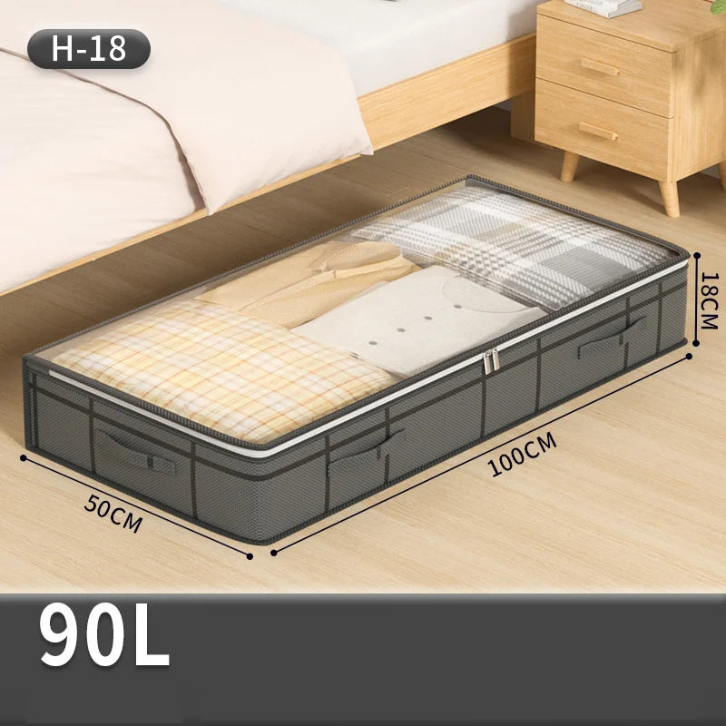1/2PCS foldable non-woven bed bottom storage bag Large capacity clothing blanket storage bag Tidy bedroom closet dust space save