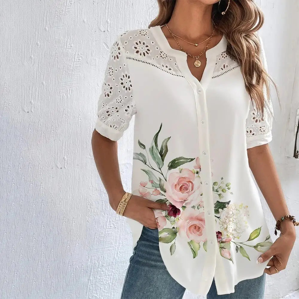 Temperament Casual Lace Elegant Woman Shirt