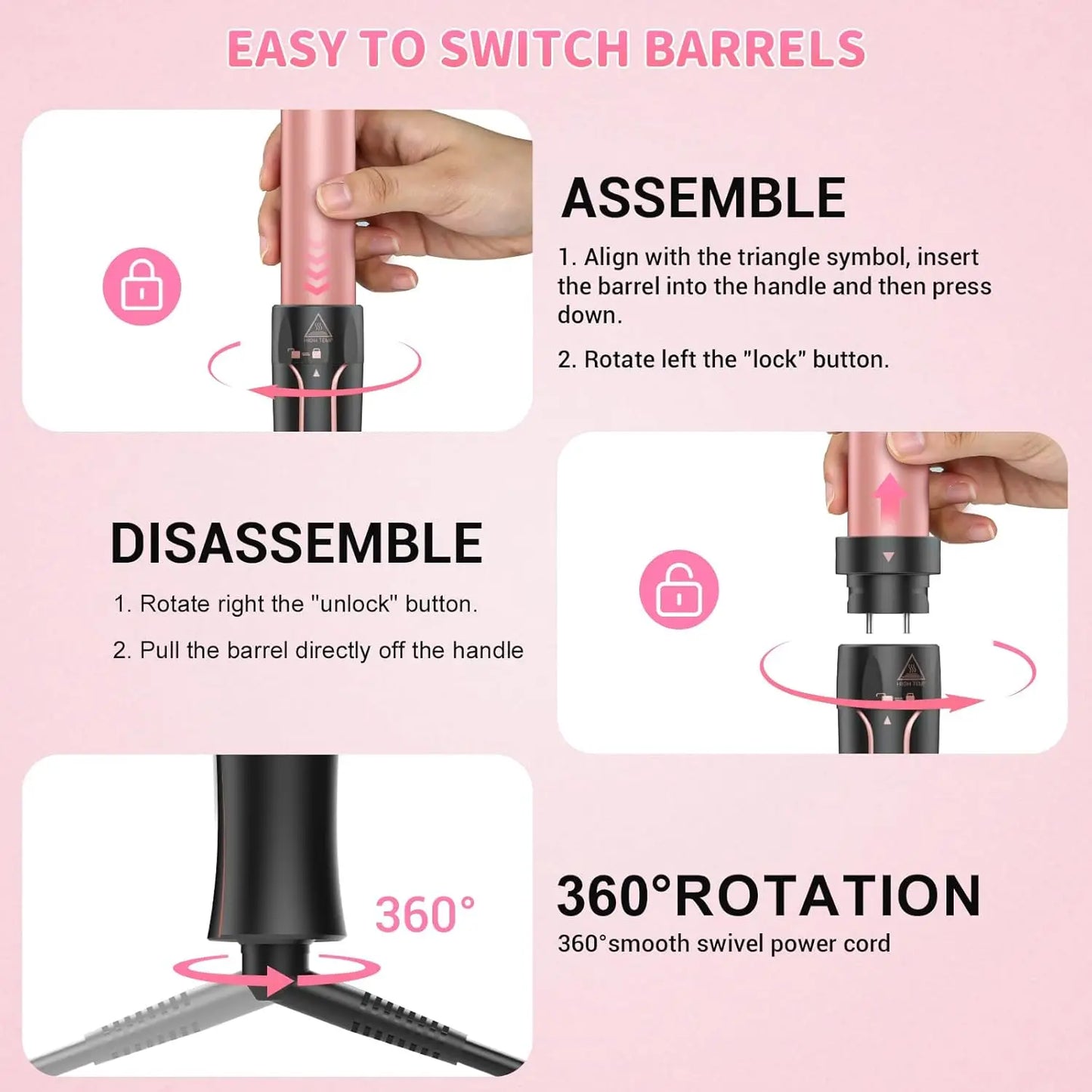 5 in 1 Curling Iron Set, Hair Curlers with Interchangeable Ceramic Barrels (0.76"-1.25"), Hair Crimper, Wand Curling Iron & Wave