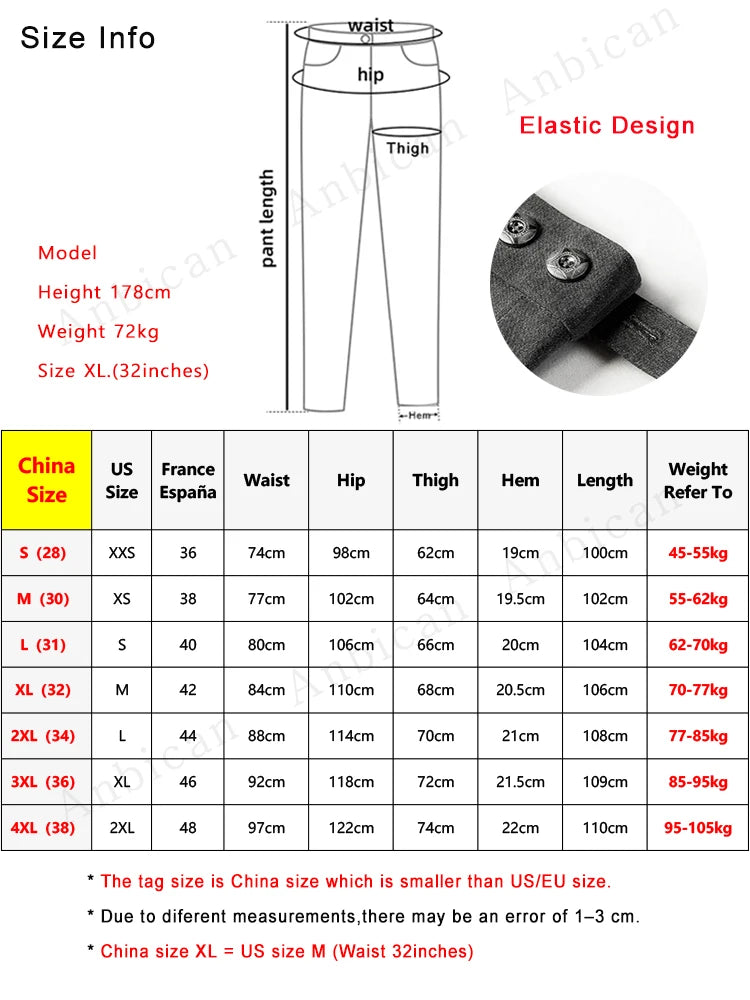 Summer Men casual Banding Waist Straight Trousers