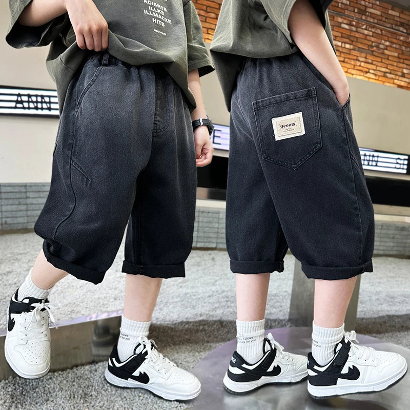 Boys gradient denim mid-trousers