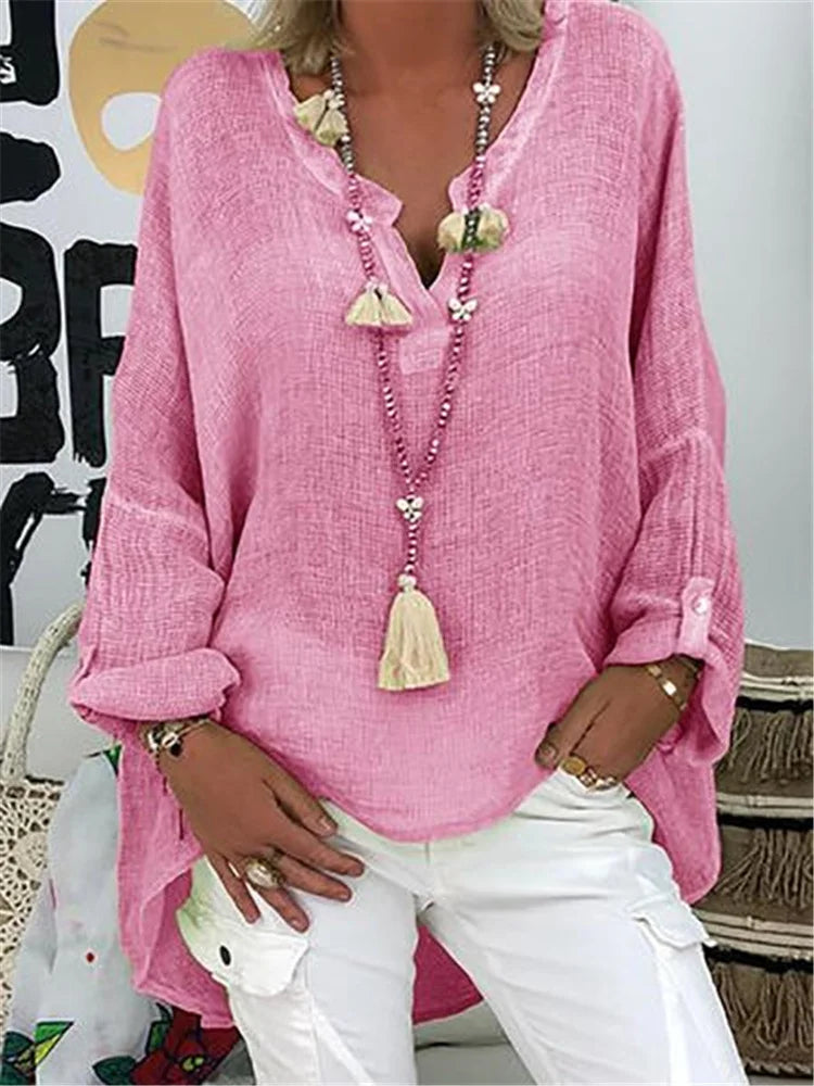 Pure Casual Style Slim Fit Linen Fabric Women shirt