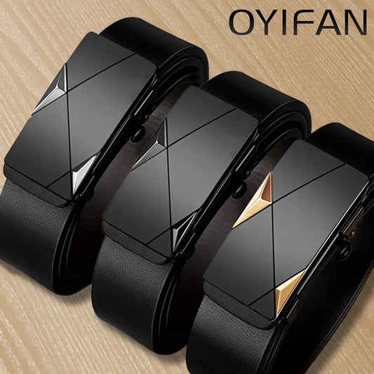 Fashion Men's Genuine Leather Automatic Buckle Belt