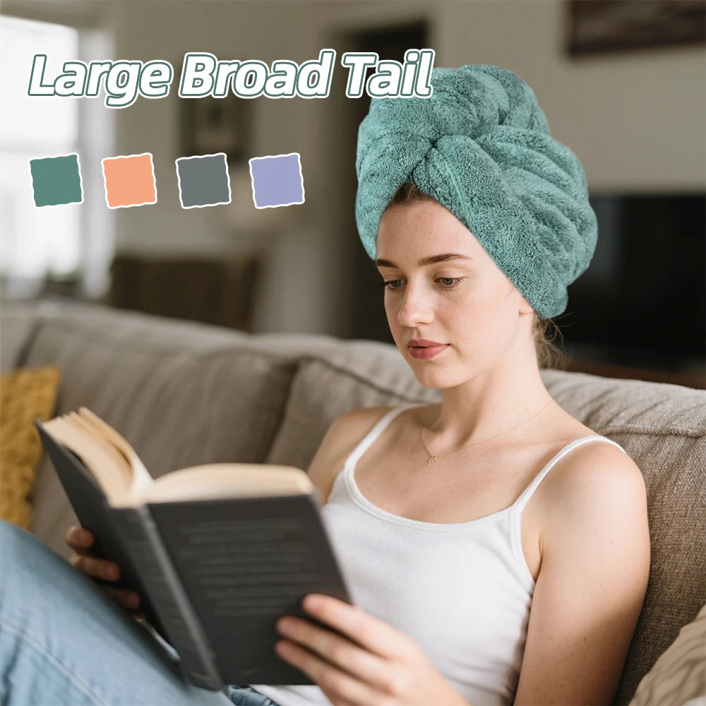 Wide tailed dry hair cap