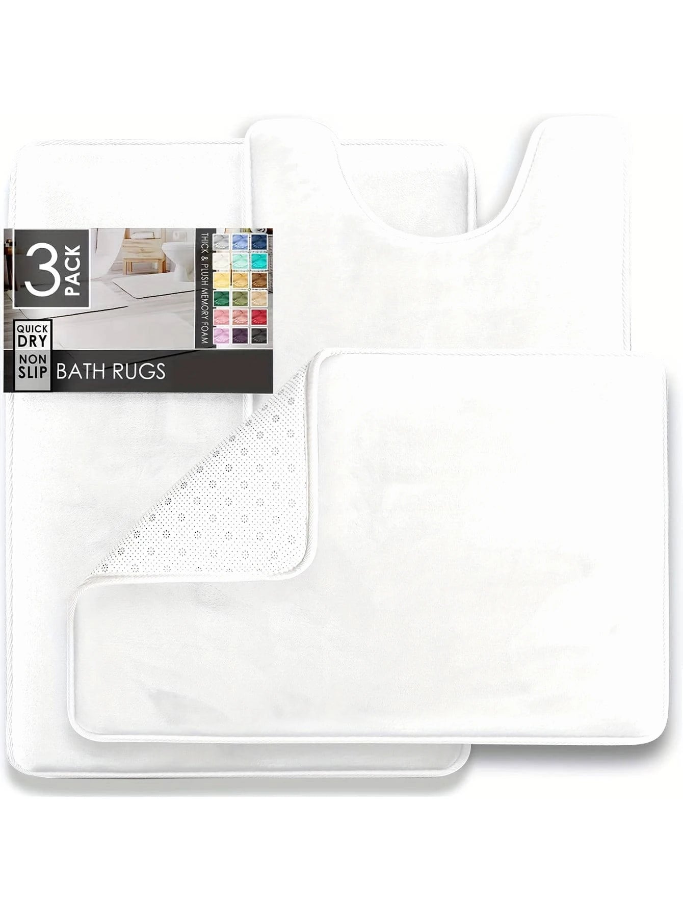 3 PC Velvet Non-Slip Bath Rugs