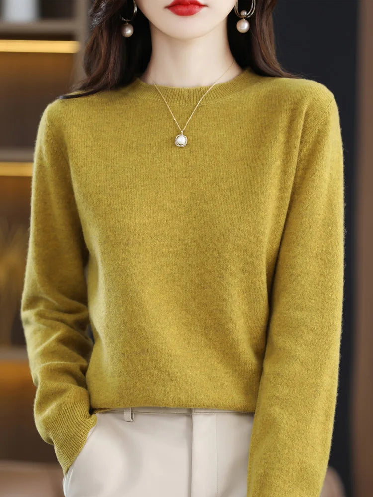 Merino Wool Elegant Cashmere Jumper Tops