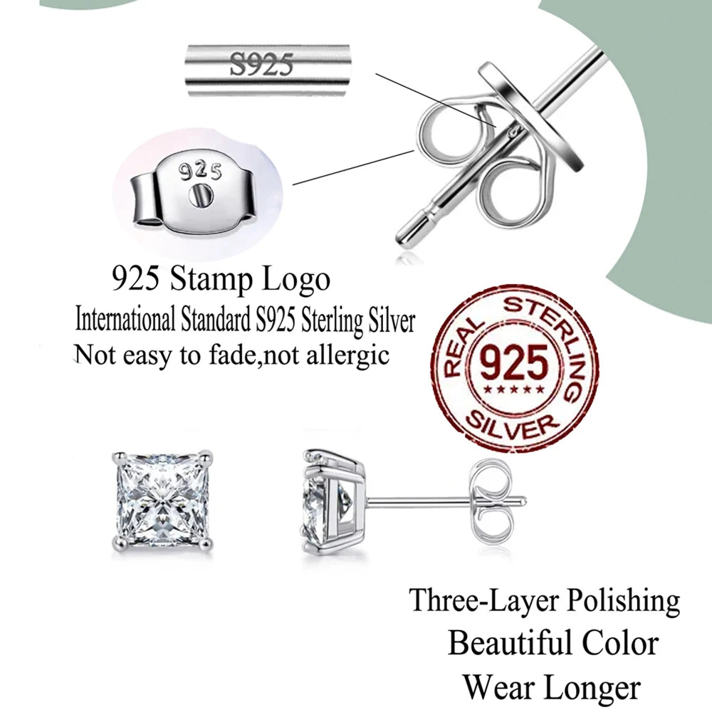 Sterling Silver Zircon Stud Earrings