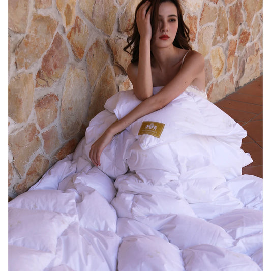 1000 Fluffy Premium Down Comforter Duvet Insert - 100% Skin-Friendly Cotton, Medium Weight Quilted for All Season Bedding