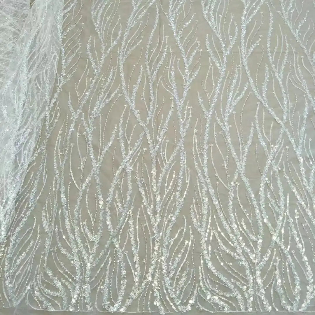 2024 Fashion dress Wedding dress children's clothing fabric lace with beads and sequins sell by yard