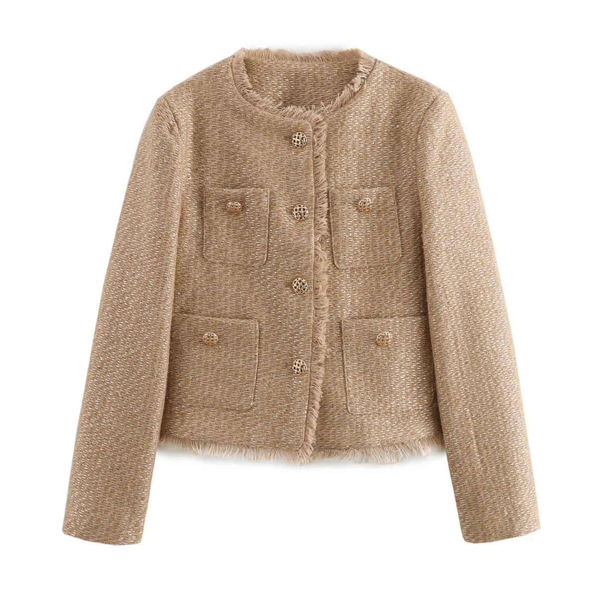 Chic Female Tweed Woolen Outerwear jacket