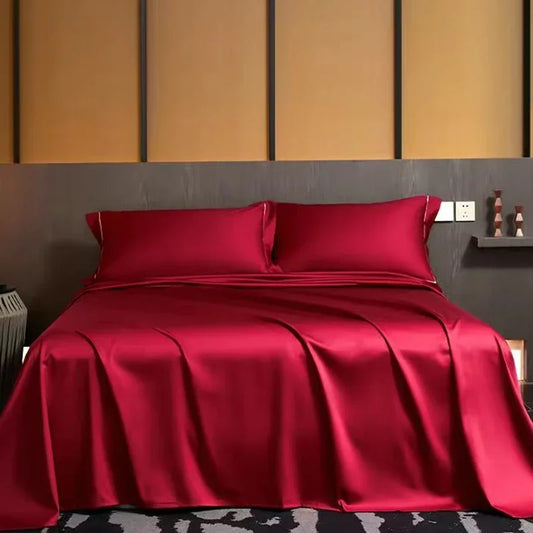 Summer Luxury Satin Silk-like Bed Sheet Set