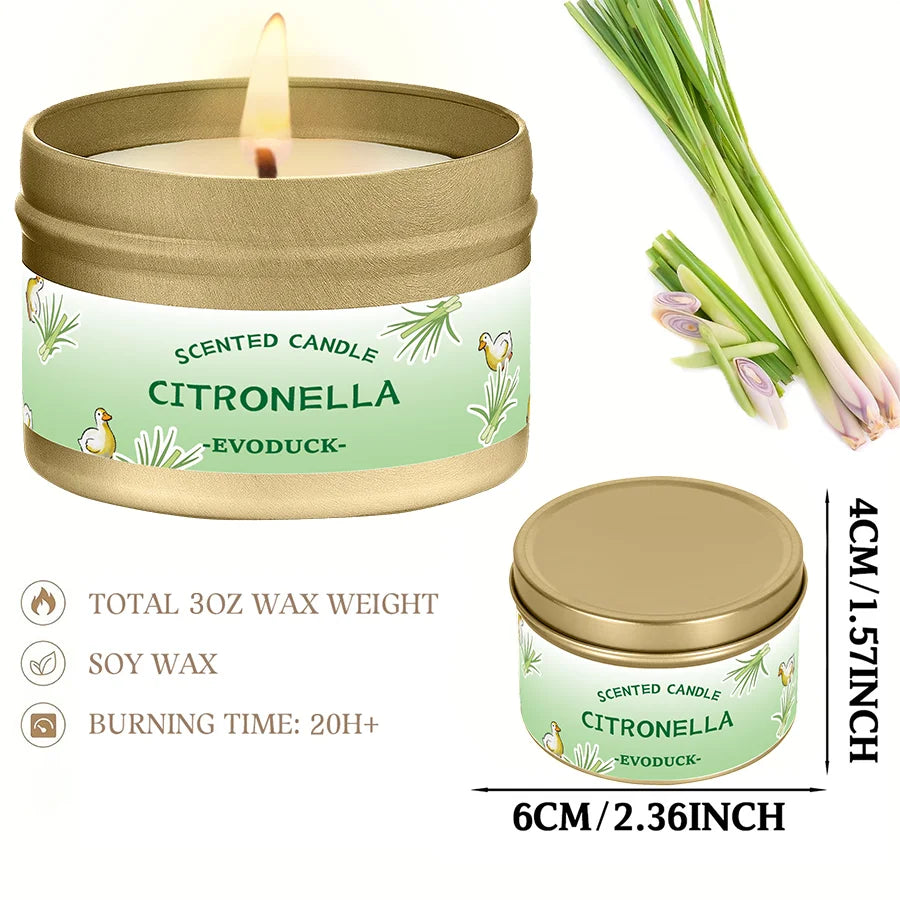 Premium Citronella Scented Candles – 3 Oz High-Quality Soy Wax, Lemongrass & Citronella Essential Oil, Portable & Easy to Use