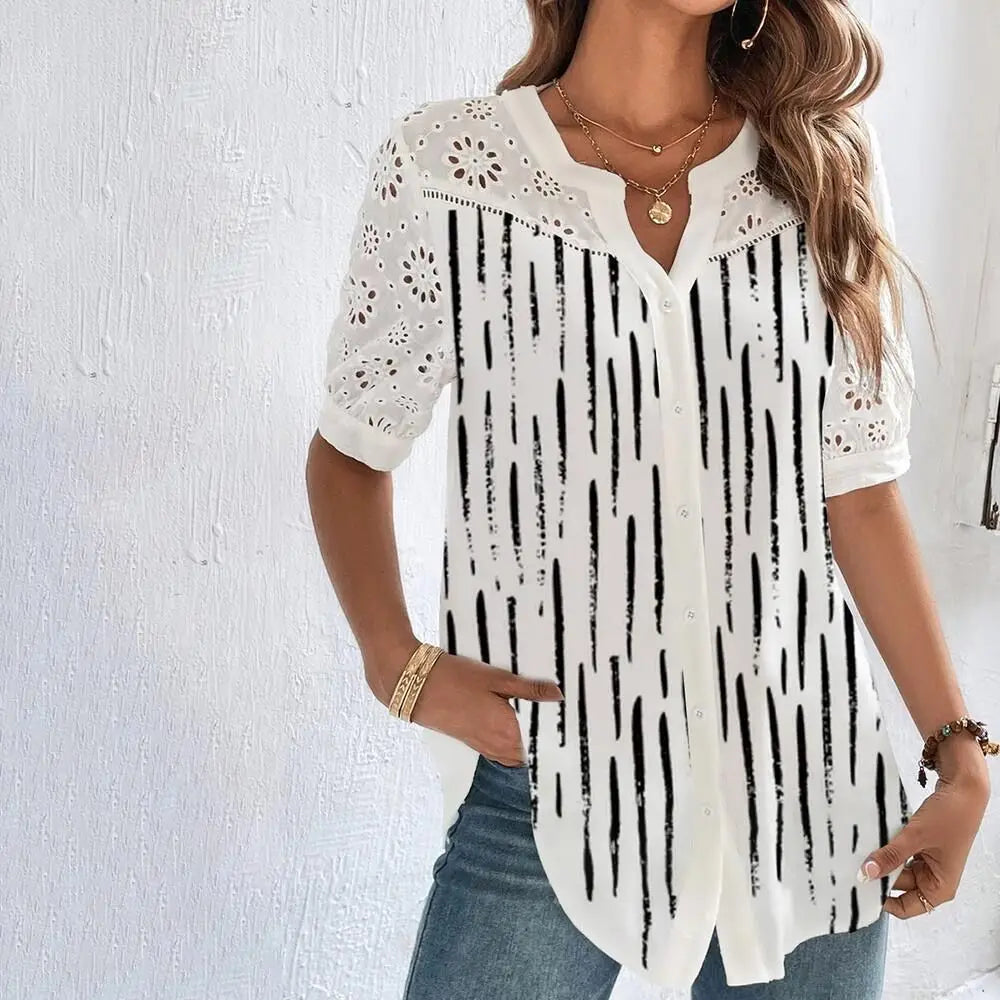 Temperament Casual Lace Elegant Woman Shirt