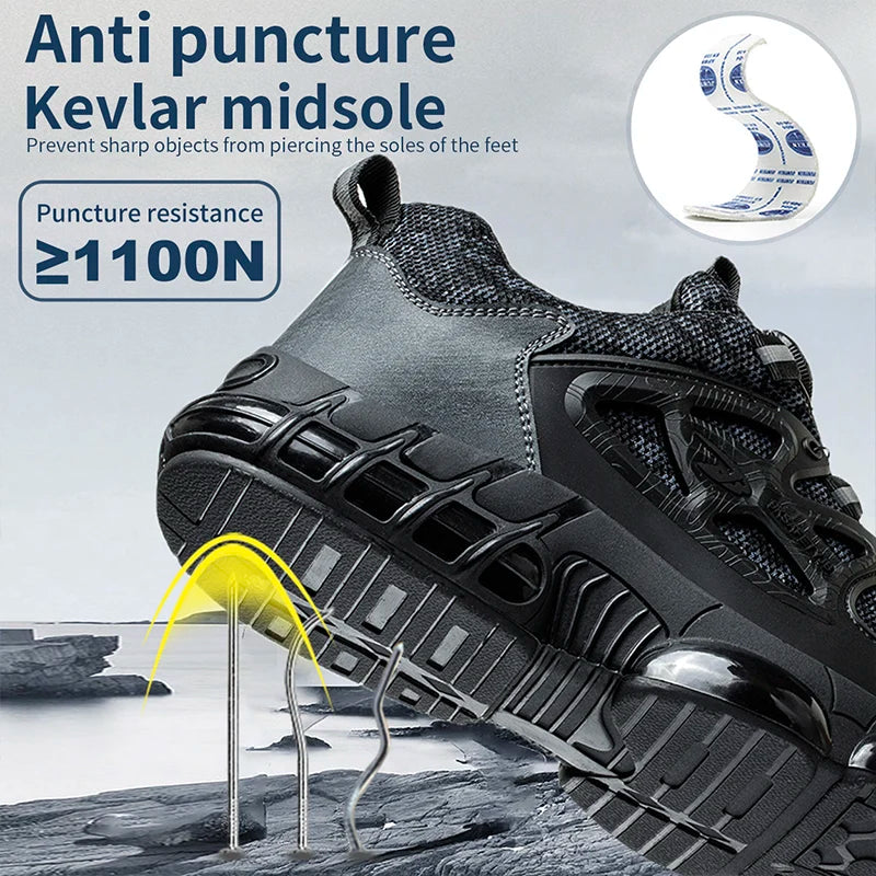 Men's Rotating Button Safety Air Cushion Shoes Puncture Proof
