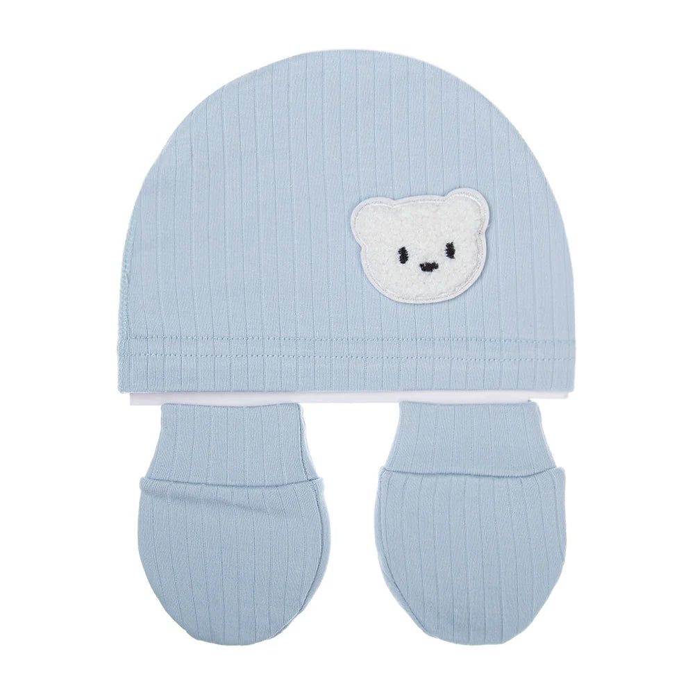 3 Pcs/set Cotton Newborn Hat Mittens Foot Cover