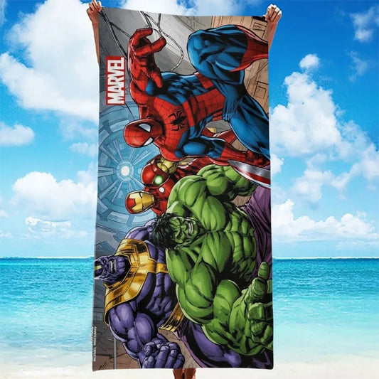 Marvel Avengers Beach Towel: Spider-Man, Iron Man, Hulk & Thanos Design! Suitable for towels, bath towels, beach towels, gifts