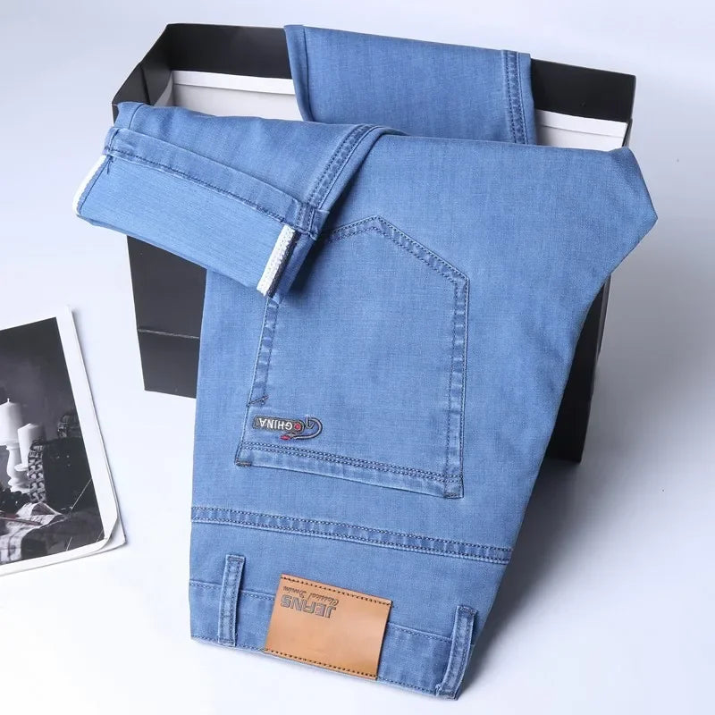 Ice Silk Thin Denim Jeans For Men