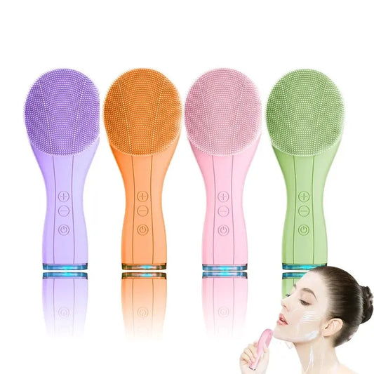 Electric Facial Cleansing Brush Deep Pore Cleaning Sonic Vibration Waterproof Acne Blackhead Remover Pore Cleaner Silicone