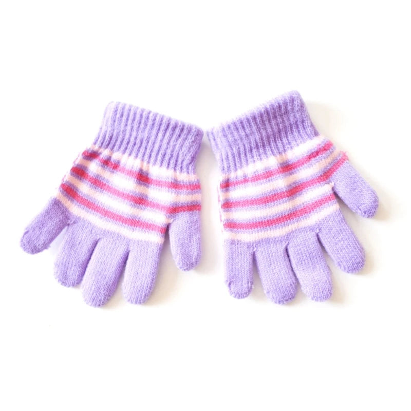 Baby Full Finger Knitted Stripe Mitten