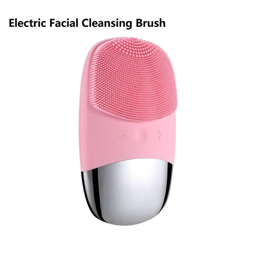 Electric Facial Cleansing Brush Silicone Sonic Face Cleaner Deep Pore Cleaning Skin Massage Intelligent Cleansing Brush Device
